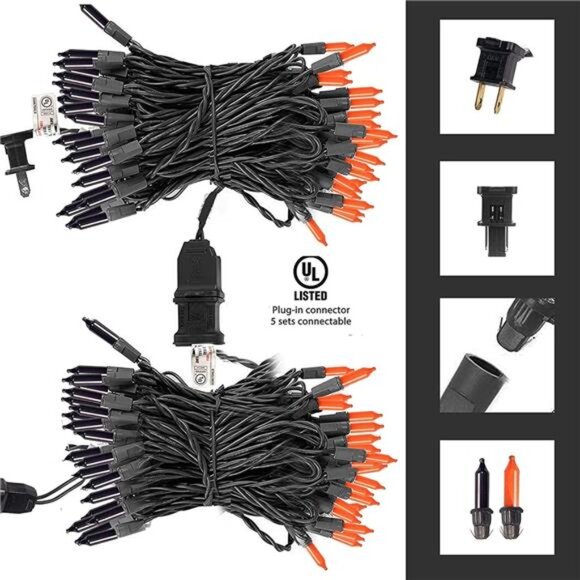 TW SHINE Purple and Orange Halloween Lights, 20FT 100 Count Incandescent Mini - Picture 4 of 7